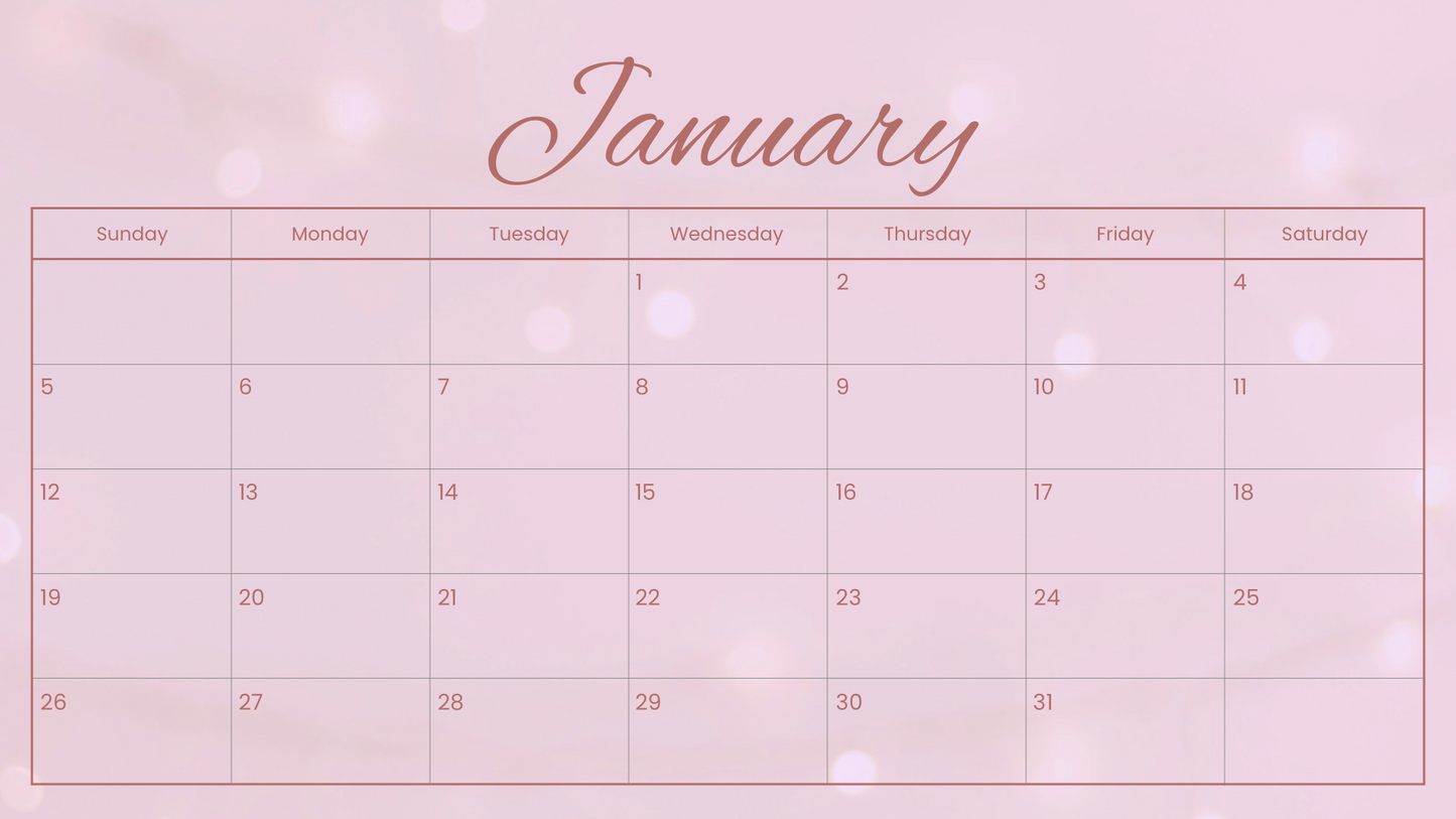 2025 Luxe Co. By M.E.™ Glam Yearly Calendar- Digital Printable Calendar