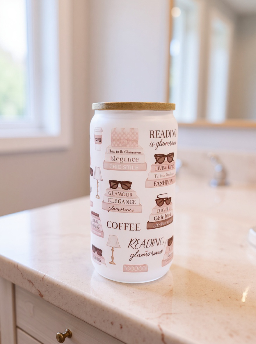 Luxe Co. By M.E. - 16oz - Reading Is Glamorous – Luxe Frosted Glass Tumbler