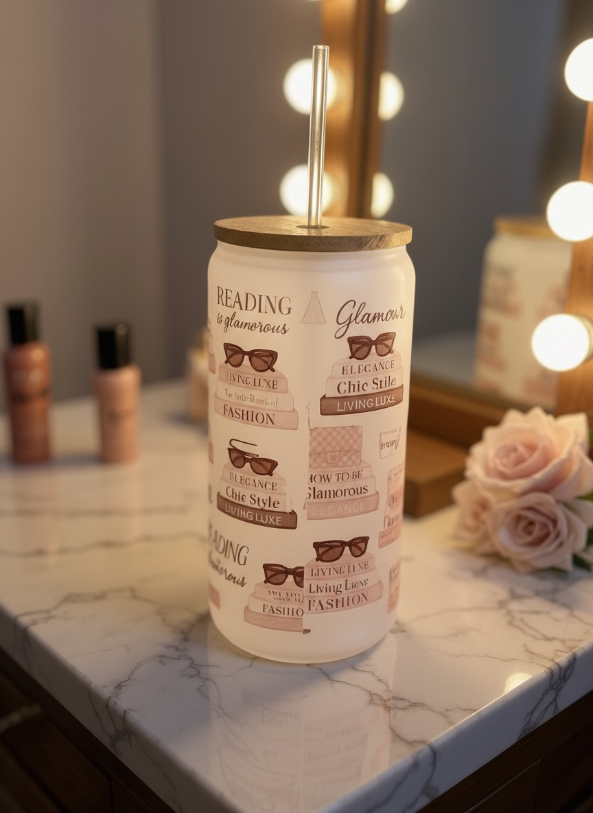 Luxe Co. By M.E. - 16oz - Reading Is Glamorous – Luxe Frosted Glass Tumbler