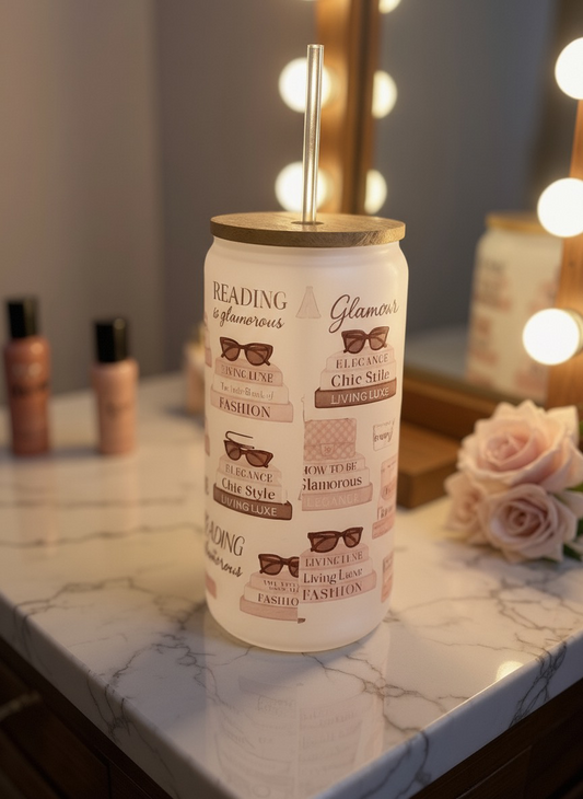 Luxe Co. By M.E. - 16oz - Reading Is Glamorous – Luxe Frosted Glass Tumbler