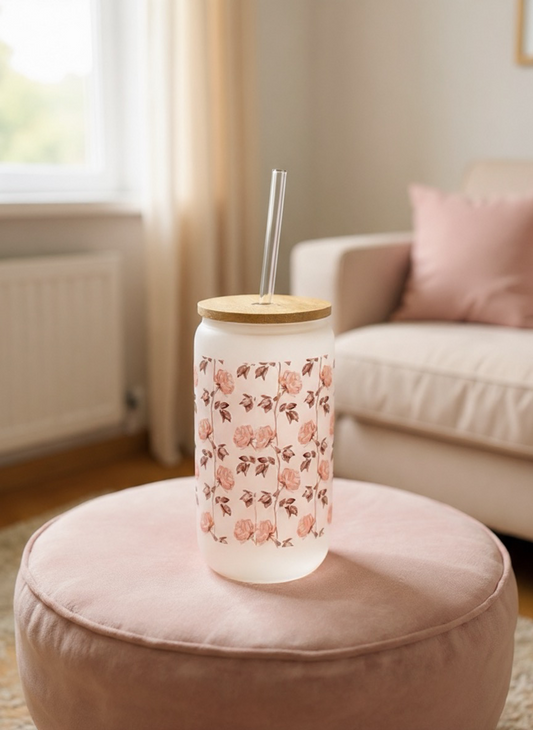 Luxe Co By M.E. - 16 oz Pretty Girl with a Pretty Heart – Luxe Frosted Glass Tumbler