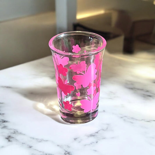 1.5 oz - Luxe Co. by M.E. - “ Butterfly Glow” Shot Glass (Set of 2)