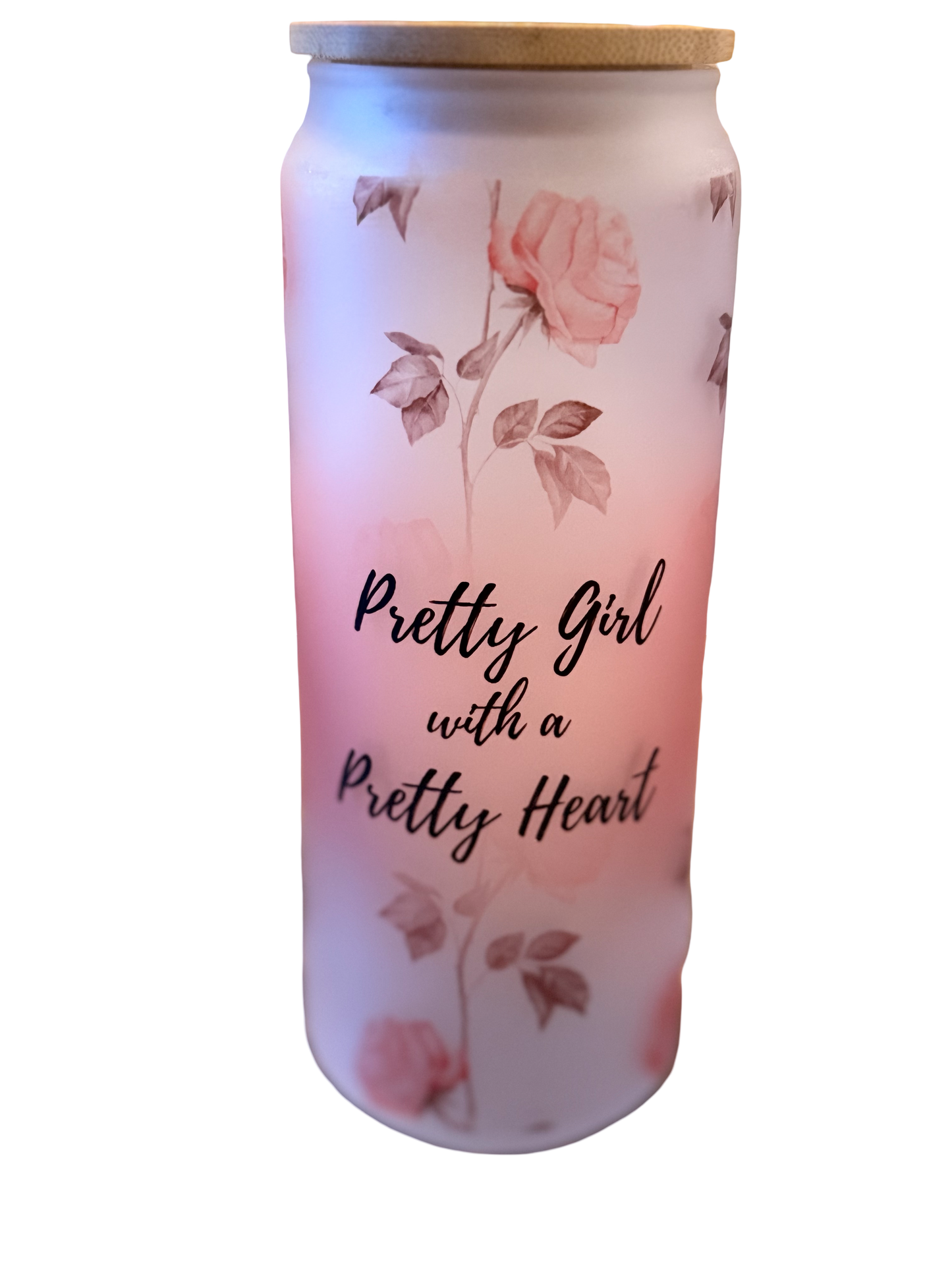 Luxe Co. By M.E. - 20oz Pretty Girl with a Pretty Heart – Frosted Glass Tumbler