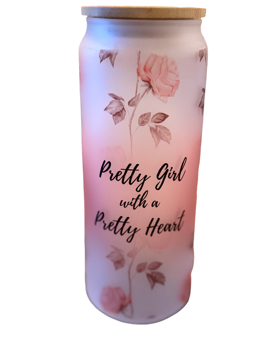 Luxe Co. By M.E. - 20oz Pretty Girl with a Pretty Heart – Frosted Glass Tumbler