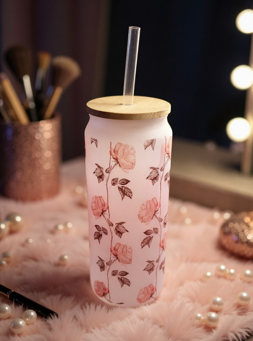 Luxe Co. By M.E. - 20oz Pretty Girl with a Pretty Heart – Frosted Glass Tumbler
