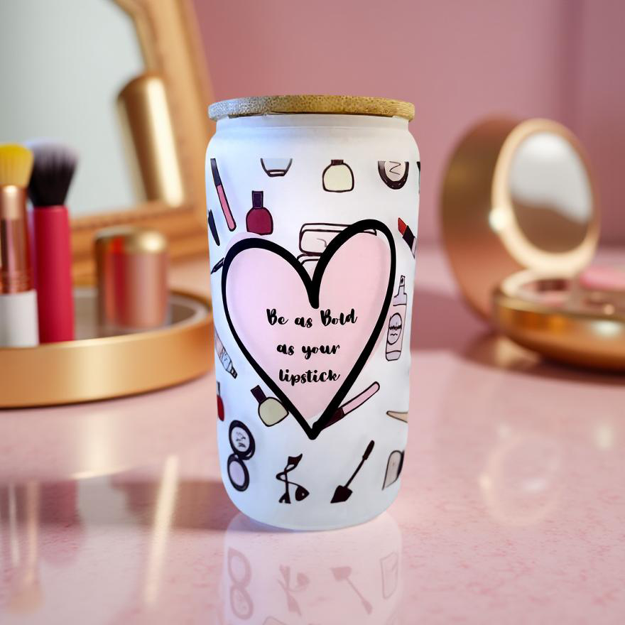 Luxe Co. By M.E. - 16oz Be As Bold As Your Lipstick – Luxe Frosted Glass Tumbler