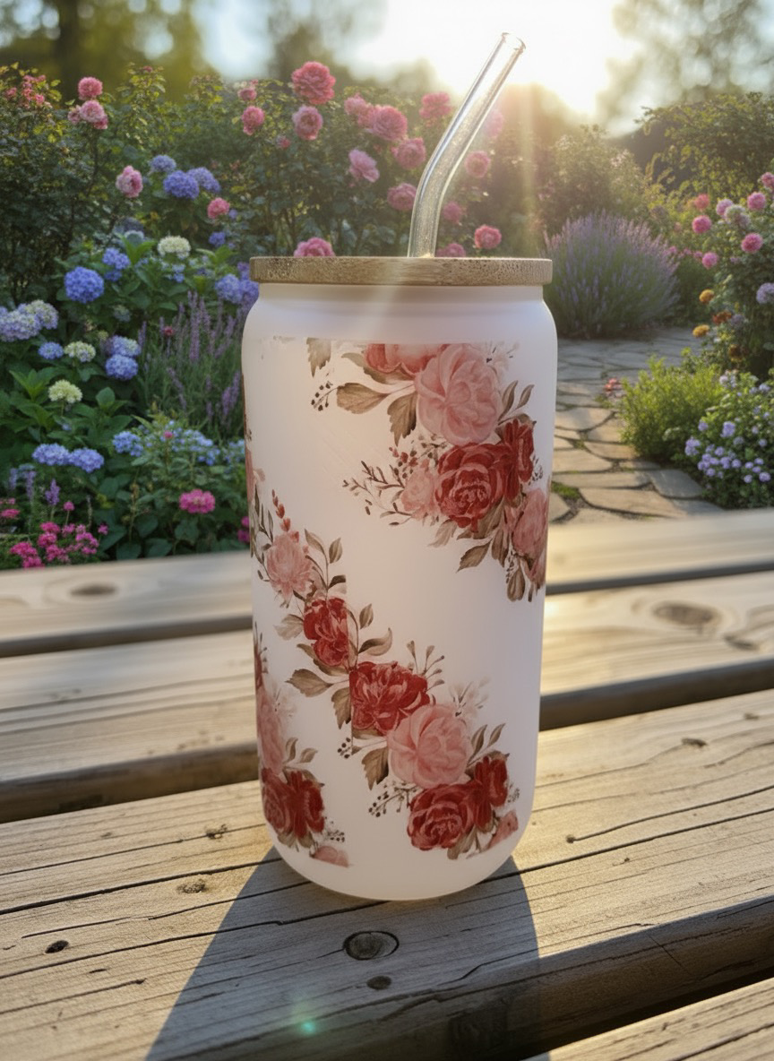 Luxe Co. By M.E. - 16oz No One Is You – Floral Empowerment Luxe Frosted Glass Tumbler