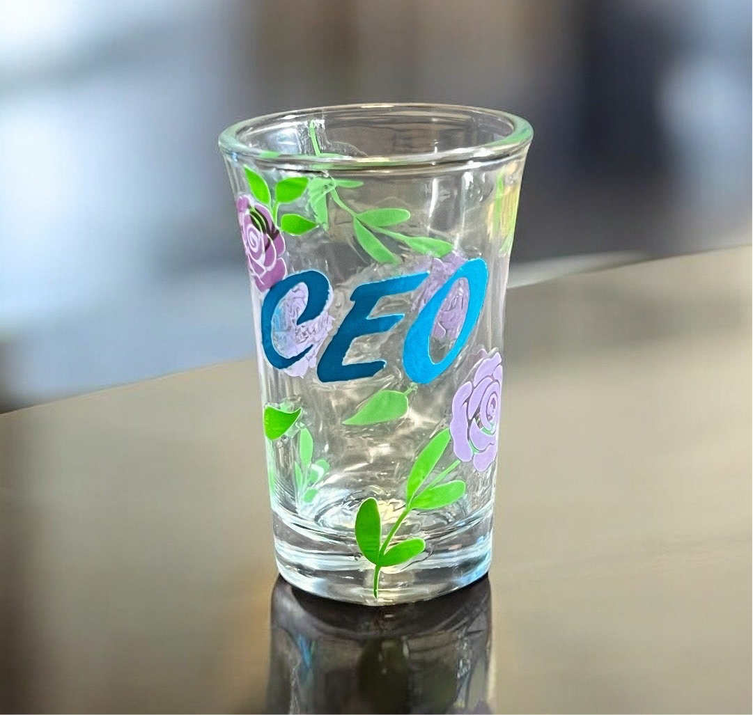 1.5 oz - Luxe Co. By M.E. - CEO Floral Shot Glass - Limited Edition COATED